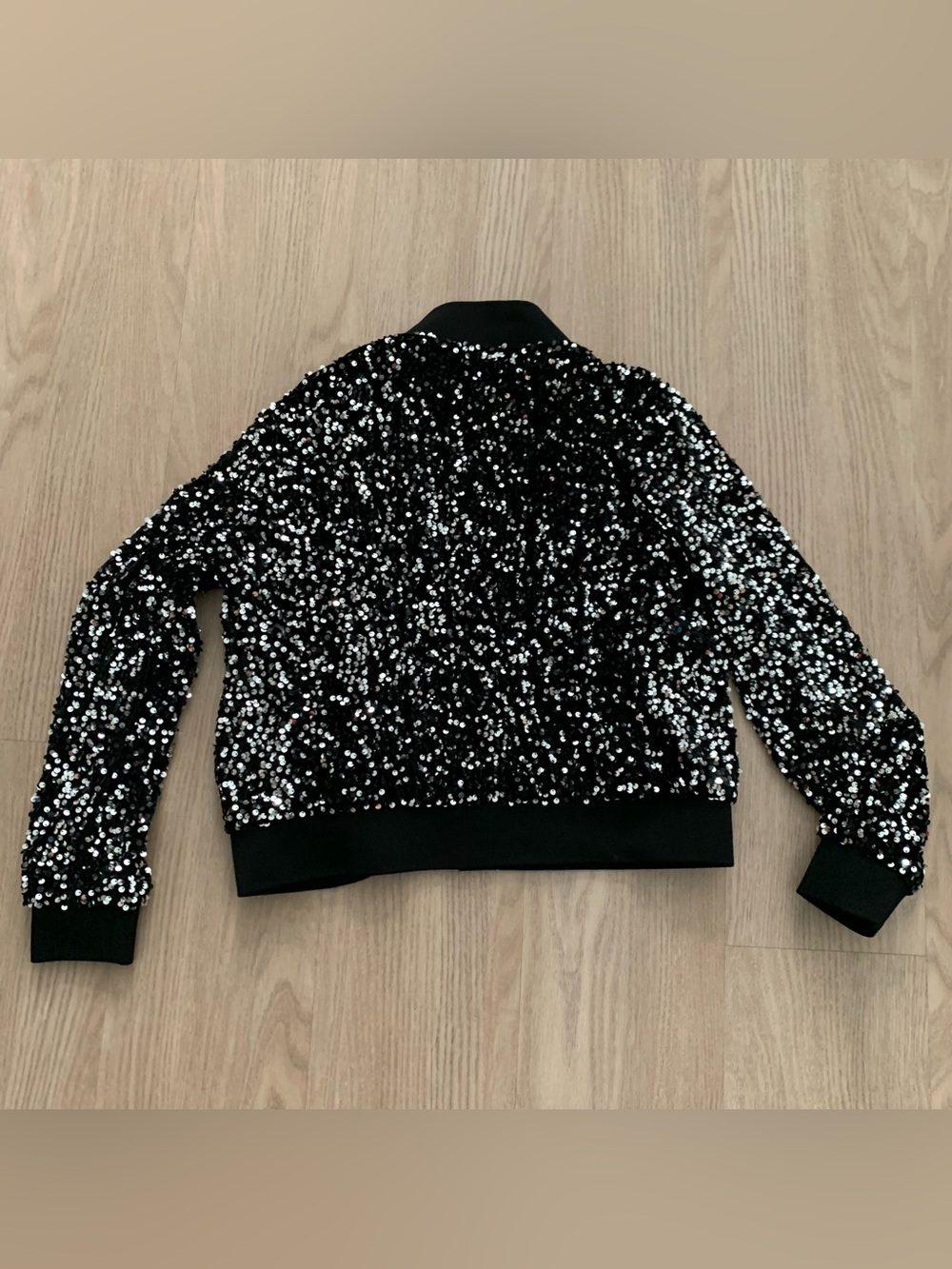Nanette Lepore Black and Silver Sequin Bomber Jacket - Picture 4 of 4